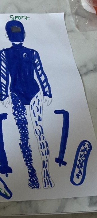 Original sketch sheet featuring Electric Blue