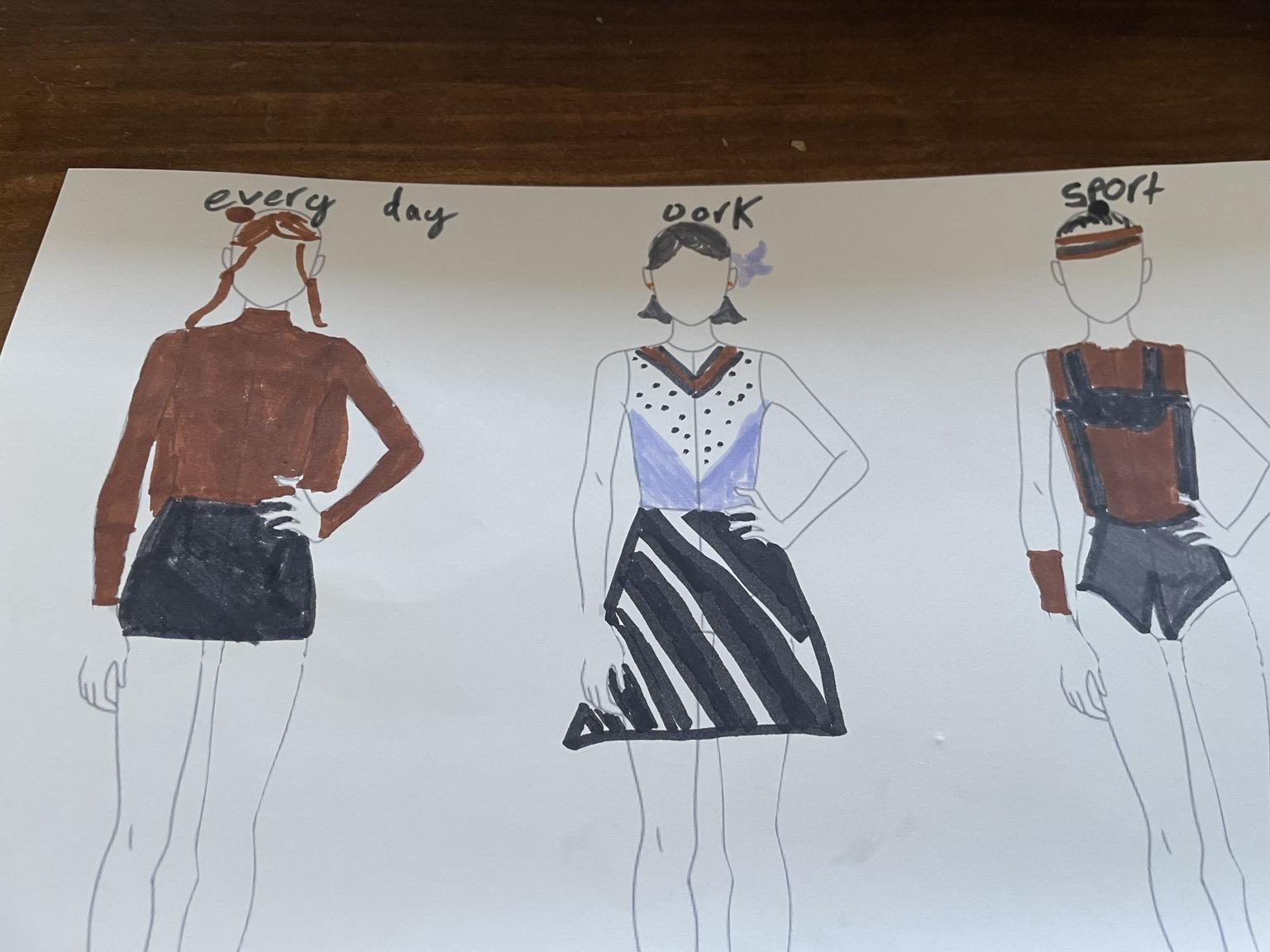 Annie’s original everyday, work and sport fashion drawings
